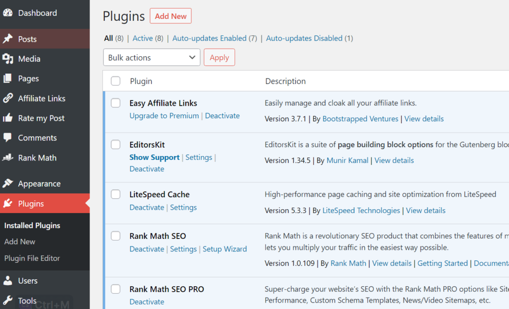 Install plugins on WordPress